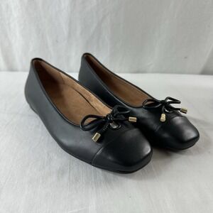 Vionic Womens KLARA Black Leather Slip-On Ballet Flats Size 7.5 M New In Box